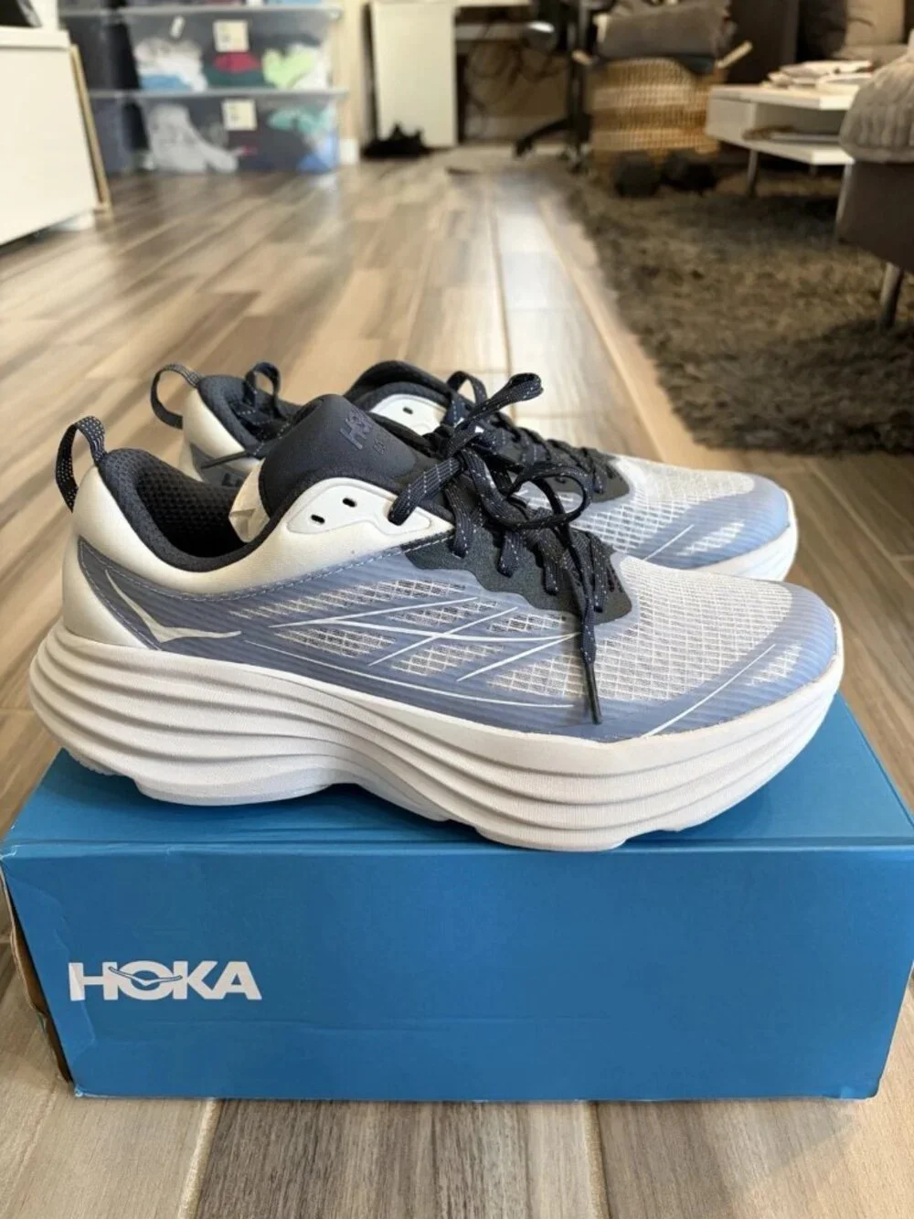Men's Hoka One Bondi 8 TS Caged Shoes - Sea Ice Blue Grape Agate 115539M-SPRG